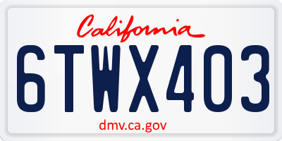 CA license plate 6TWX403
