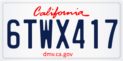 CA license plate 6TWX417