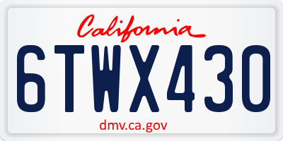 CA license plate 6TWX430