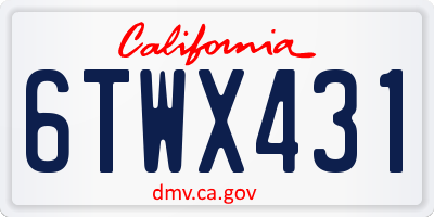 CA license plate 6TWX431