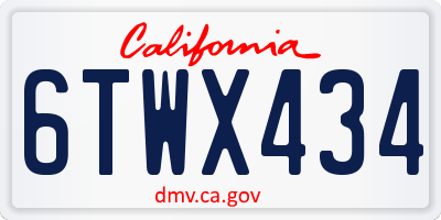 CA license plate 6TWX434