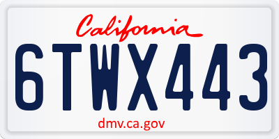 CA license plate 6TWX443