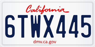 CA license plate 6TWX445