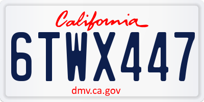 CA license plate 6TWX447