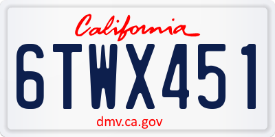 CA license plate 6TWX451