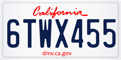 CA license plate 6TWX455