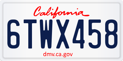 CA license plate 6TWX458