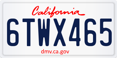 CA license plate 6TWX465