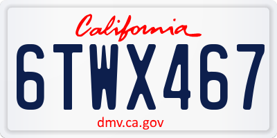CA license plate 6TWX467