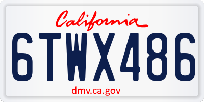 CA license plate 6TWX486