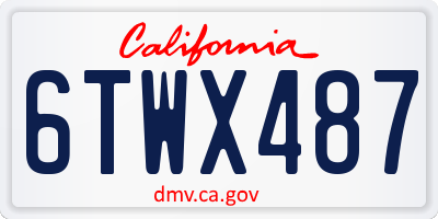 CA license plate 6TWX487