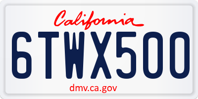 CA license plate 6TWX500