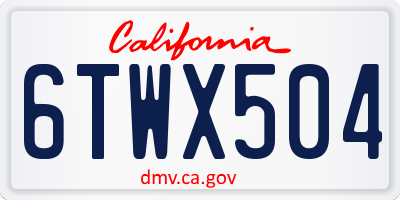 CA license plate 6TWX504