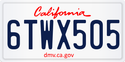 CA license plate 6TWX505