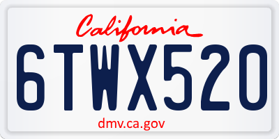 CA license plate 6TWX520