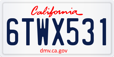 CA license plate 6TWX531