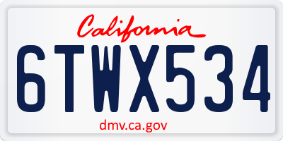 CA license plate 6TWX534