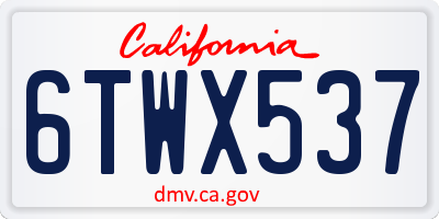 CA license plate 6TWX537