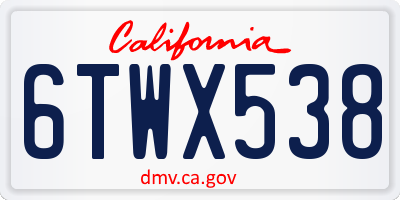 CA license plate 6TWX538