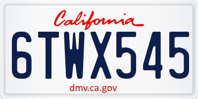 CA license plate 6TWX545