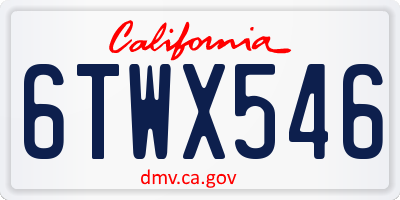 CA license plate 6TWX546