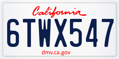 CA license plate 6TWX547