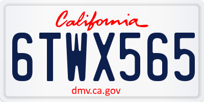 CA license plate 6TWX565