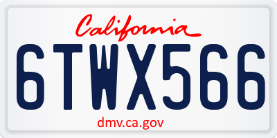 CA license plate 6TWX566