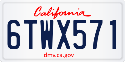 CA license plate 6TWX571