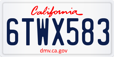 CA license plate 6TWX583