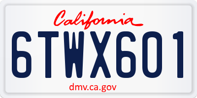 CA license plate 6TWX601