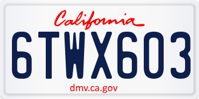 CA license plate 6TWX603