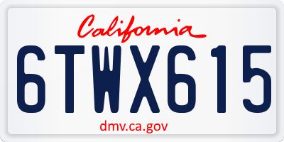 CA license plate 6TWX615