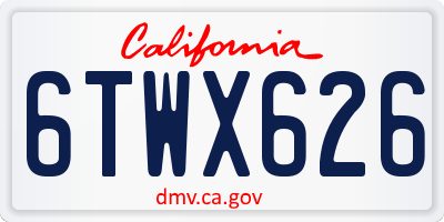 CA license plate 6TWX626