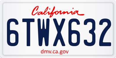 CA license plate 6TWX632