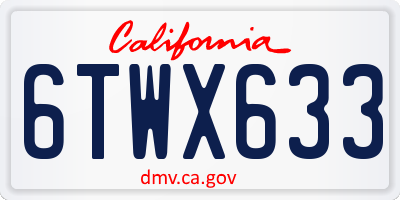 CA license plate 6TWX633