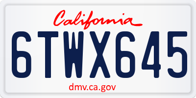 CA license plate 6TWX645