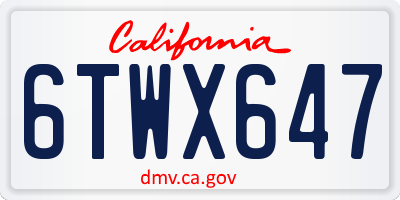 CA license plate 6TWX647