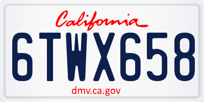 CA license plate 6TWX658