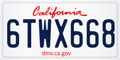 CA license plate 6TWX668