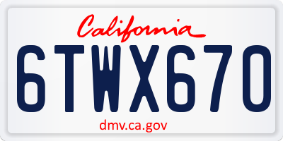 CA license plate 6TWX670