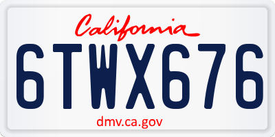 CA license plate 6TWX676