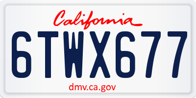 CA license plate 6TWX677