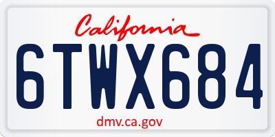 CA license plate 6TWX684