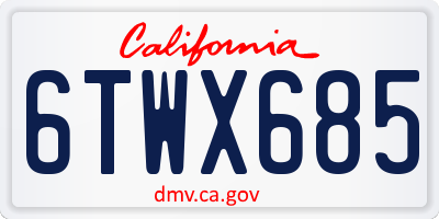 CA license plate 6TWX685