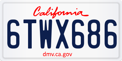 CA license plate 6TWX686