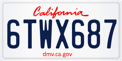 CA license plate 6TWX687