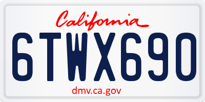 CA license plate 6TWX690