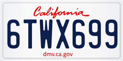 CA license plate 6TWX699