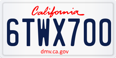 CA license plate 6TWX700